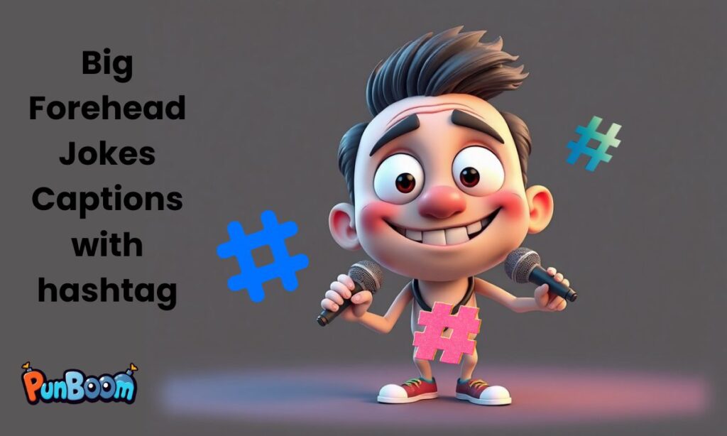 Big Forehead Jokes Captions with hashtag