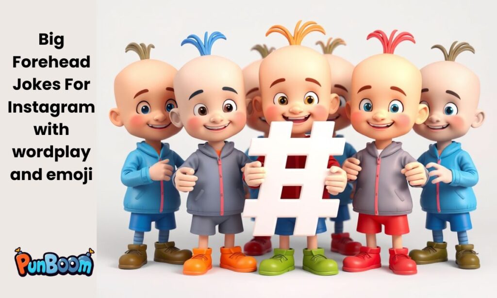 Big Forehead Jokes For Instagram with wordplay and emoji
