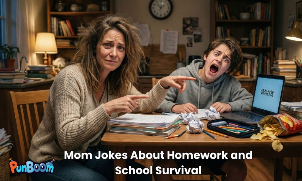 Mom Jokes About Homework and School Survival